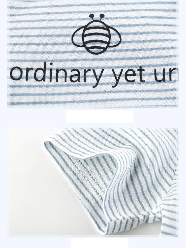 I am ordinary yet unique Letters Print Stripe T-shirt for Kids