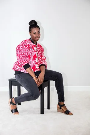 Ibeji Bomber Jacket - Two tone red pattern jacket