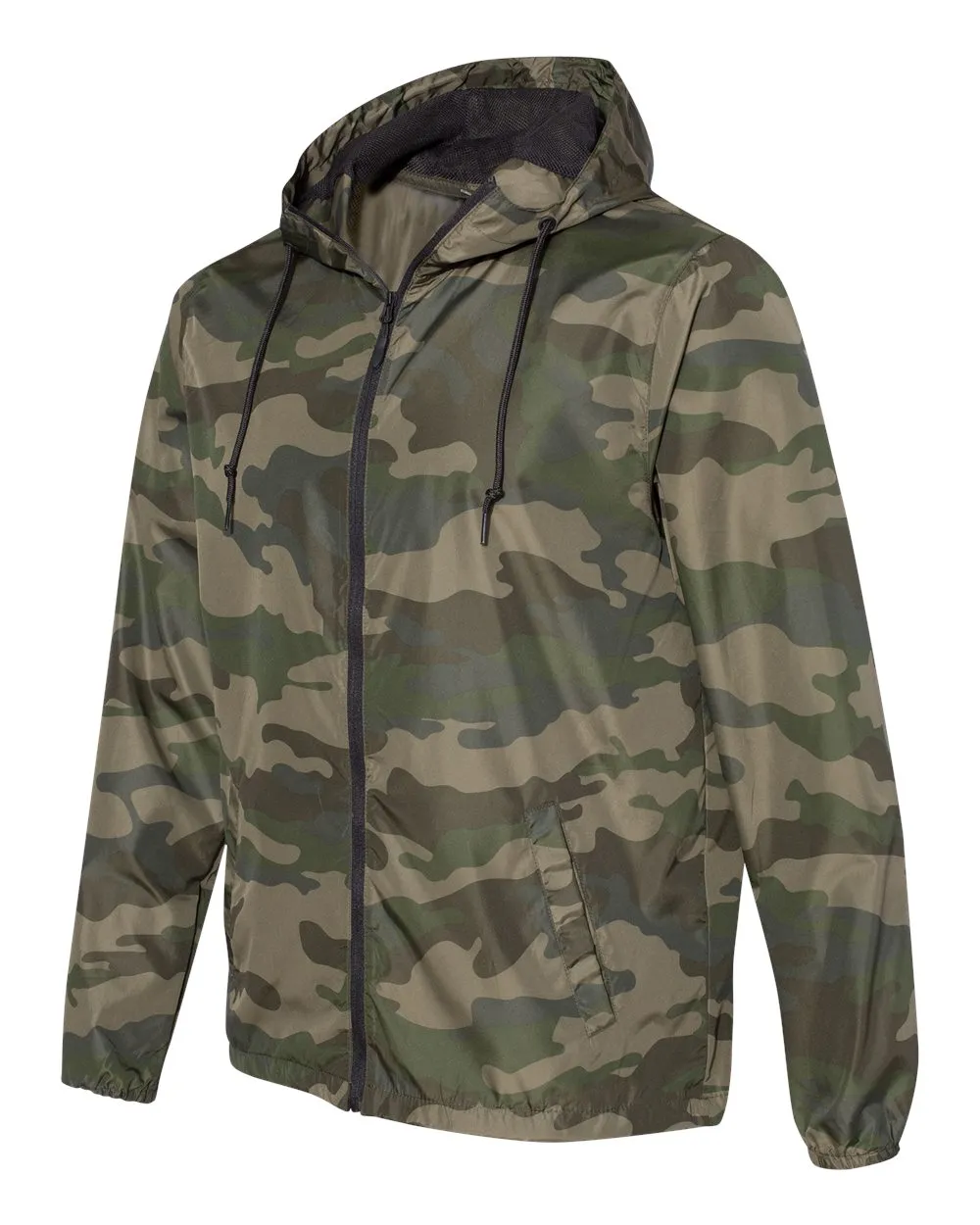 Independent Unisex Lightweight Windbreaker Full-Zip Jacket Forest Camo