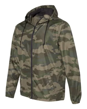 Independent Unisex Lightweight Windbreaker Full-Zip Jacket Forest Camo