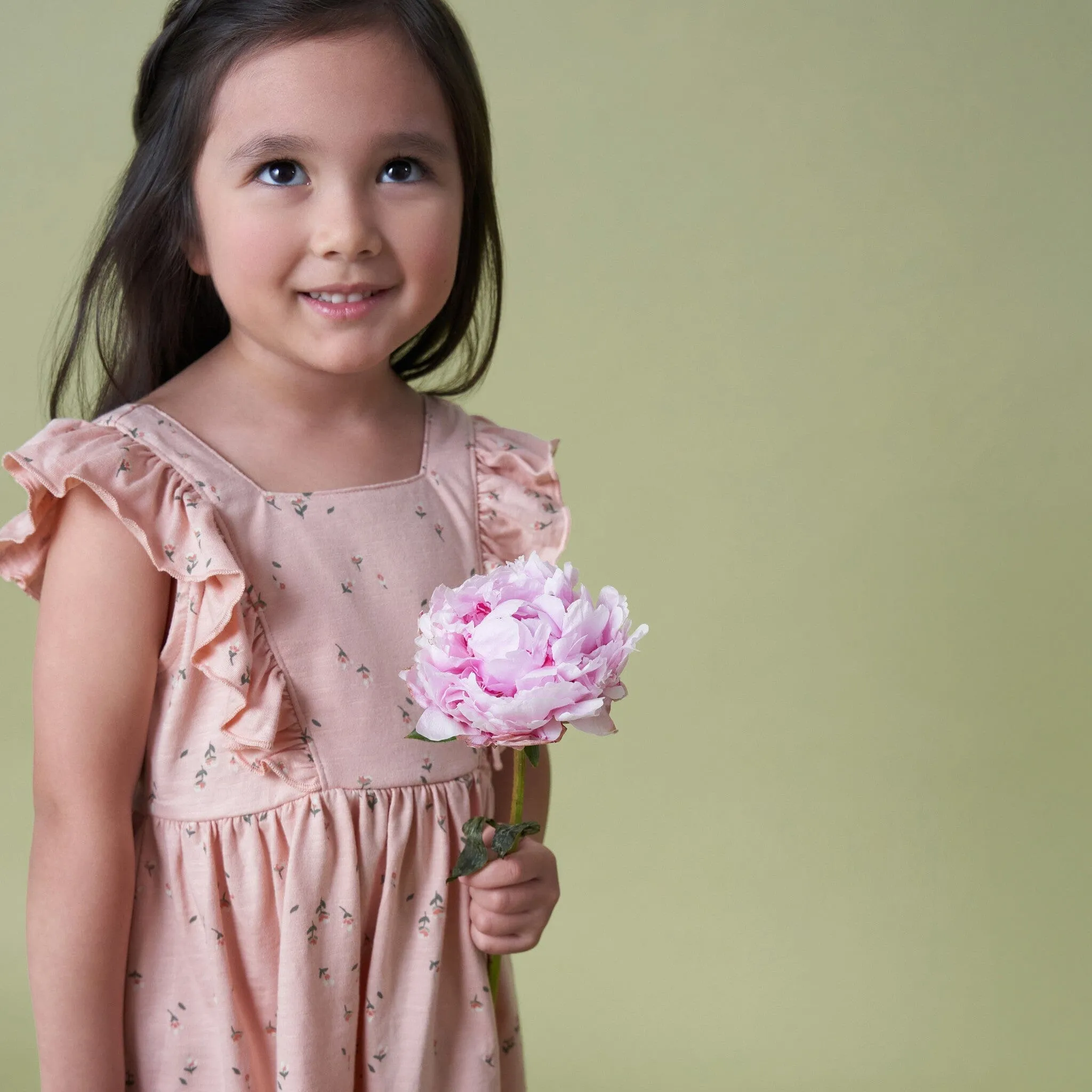 Infant & Toddler Girls Rose Tulips Bow Back Dress
