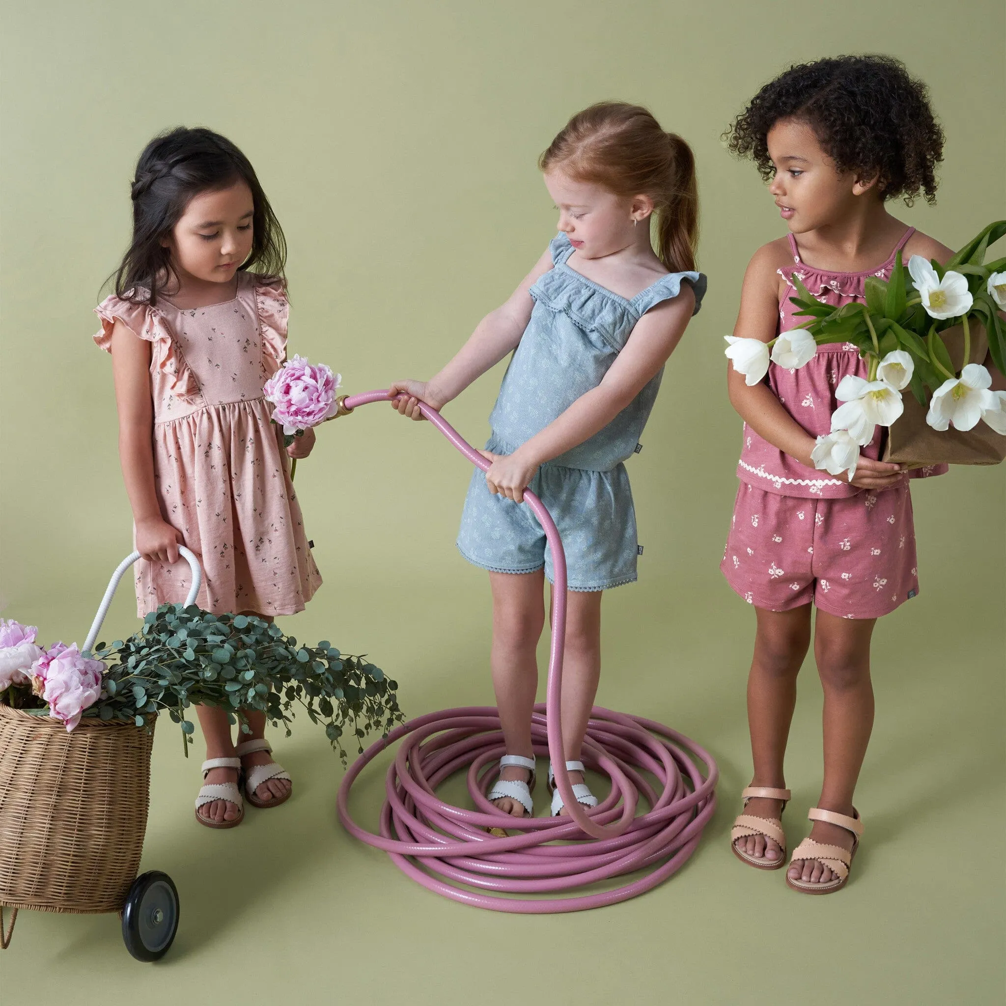 Infant & Toddler Girls Rose Tulips Bow Back Dress
