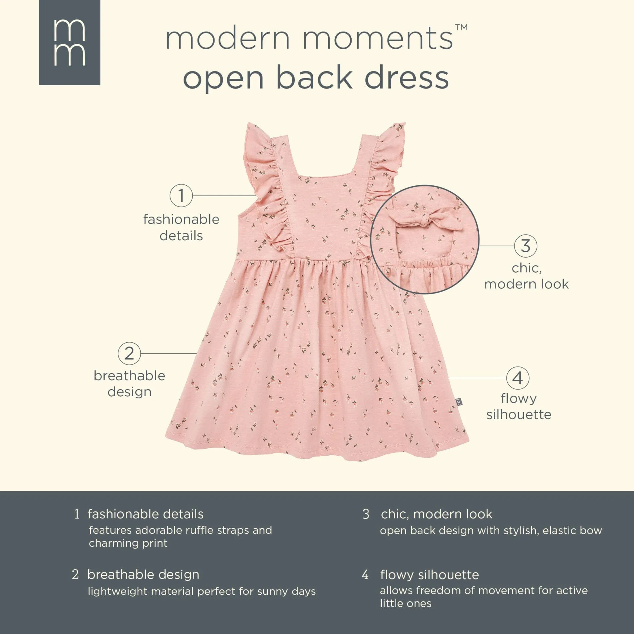 Infant & Toddler Girls Rose Tulips Bow Back Dress