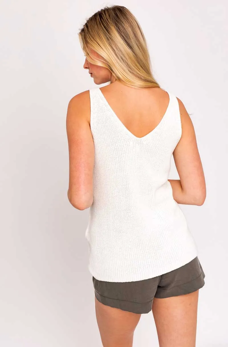 Ivory Sleeveless Knit Top