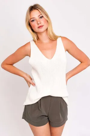 Ivory Sleeveless Knit Top
