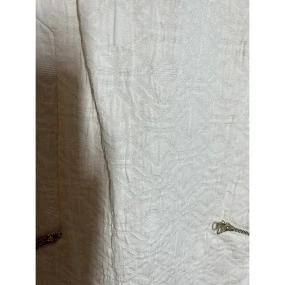 J Crew Ivory Jacquard Textured Zip Pocket Sleeveless Shift Dress Women’s Size M