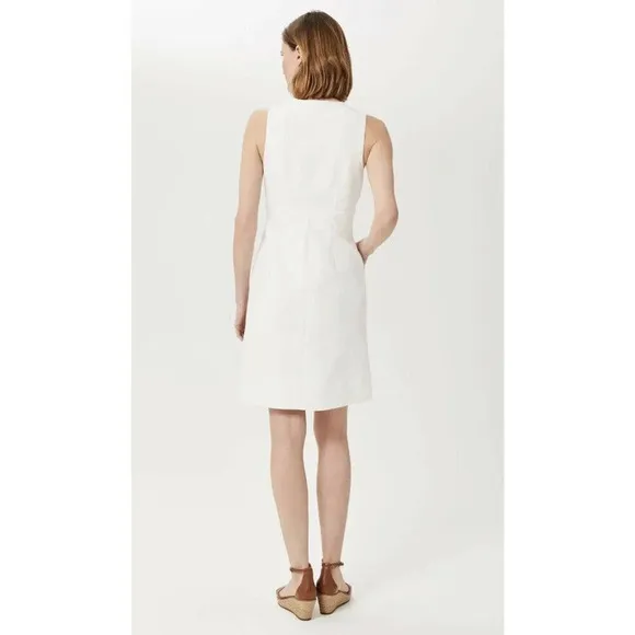 J Crew Ivory Jacquard Textured Zip Pocket Sleeveless Shift Dress Women’s Size M