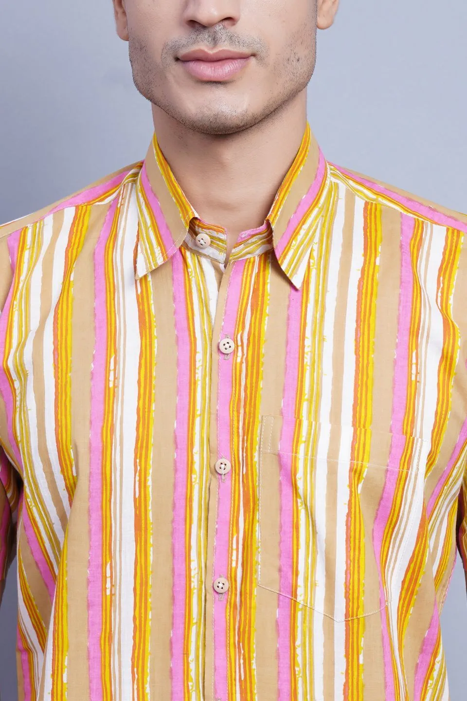 Jaipur 100% Cotton Multicolored Striped Shirt