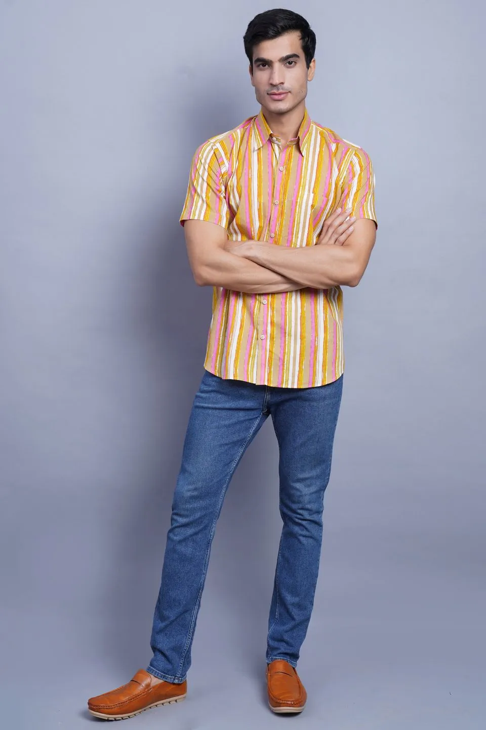 Jaipur 100% Cotton Multicolored Striped Shirt