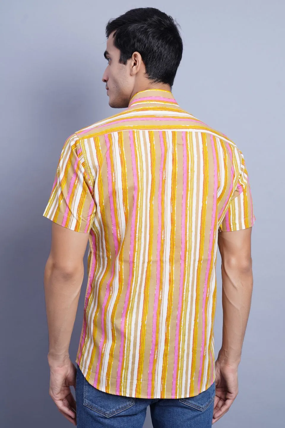 Jaipur 100% Cotton Multicolored Striped Shirt