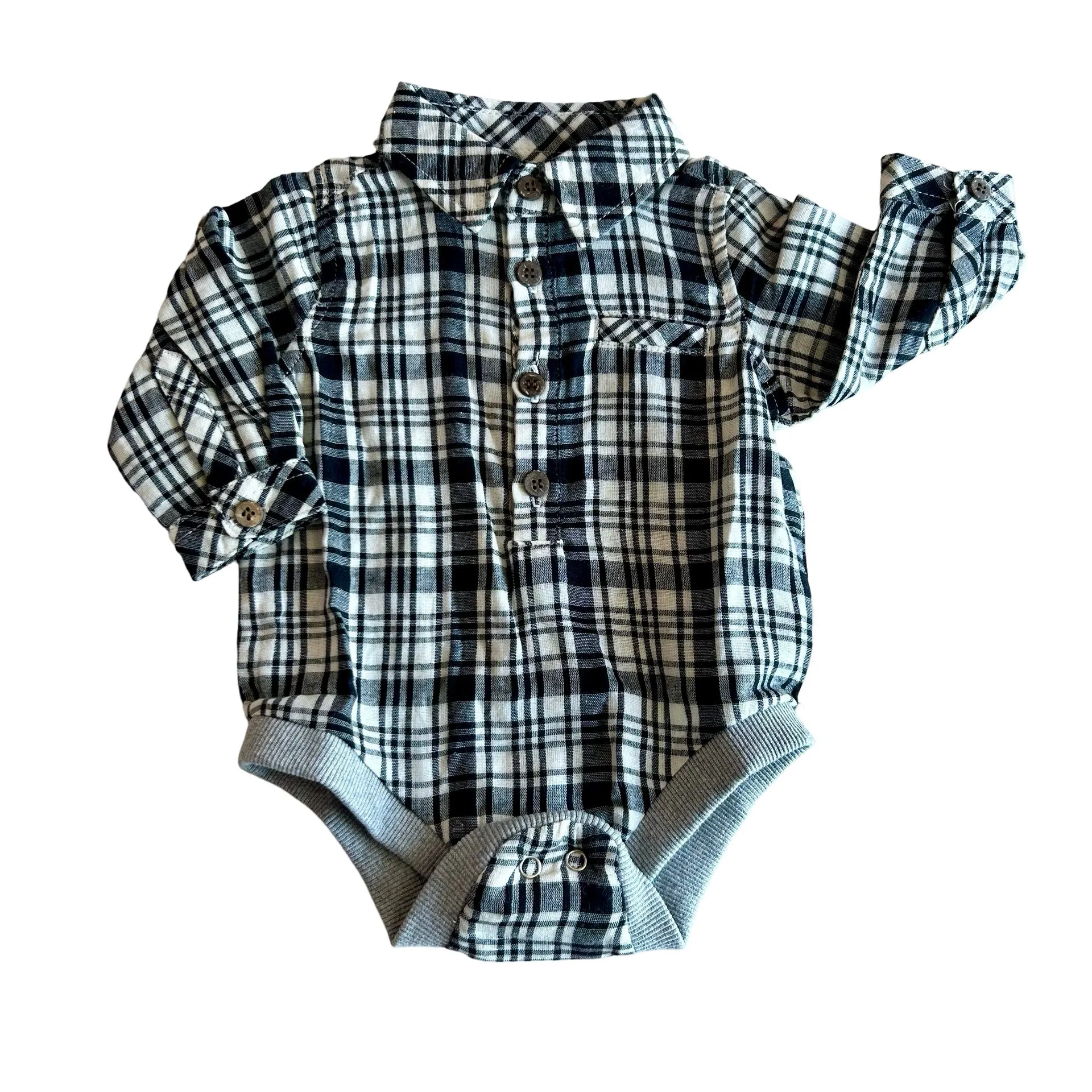 Jasper Onesie | Black & White Plaid