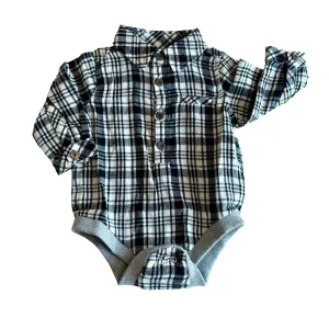 Jasper Onesie | Black & White Plaid
