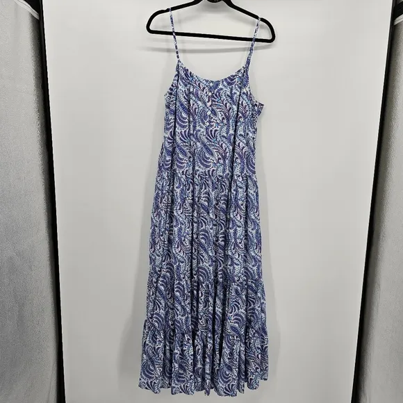 J.Crew Tiered cotton voile shift dress in purple paisley, women's large new!