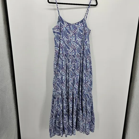J.Crew Tiered cotton voile shift dress in purple paisley, women's large new!