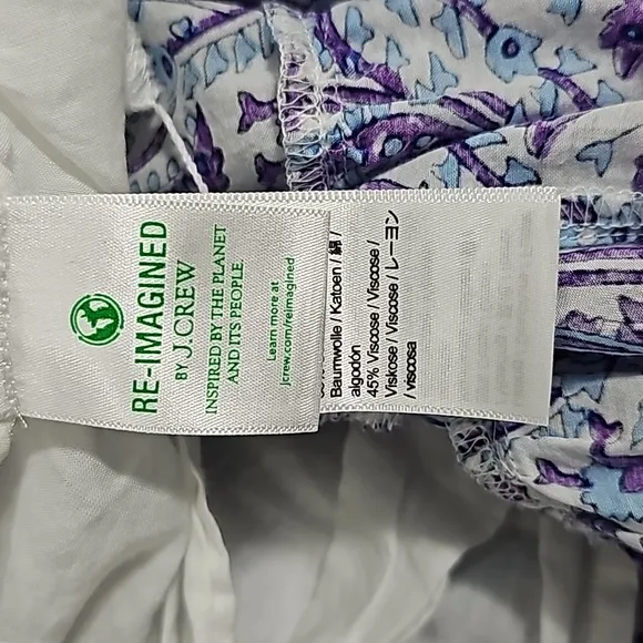 J.Crew Tiered cotton voile shift dress in purple paisley, women's large new!