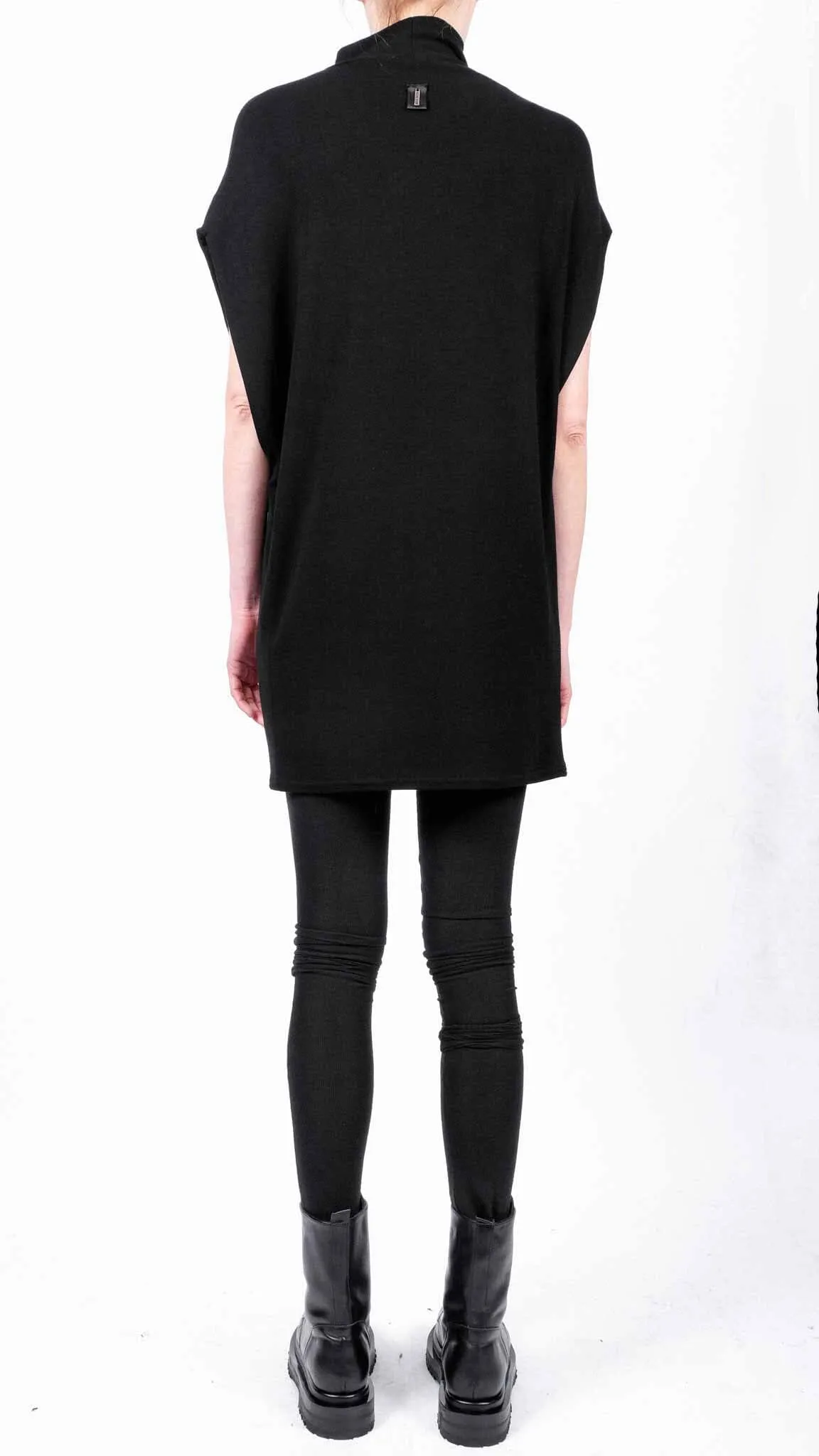 Jersey Sleeveless Top with Leather Detail
