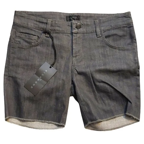 John Richmond Dark Gray Denim Shorts Sz 28 NWT