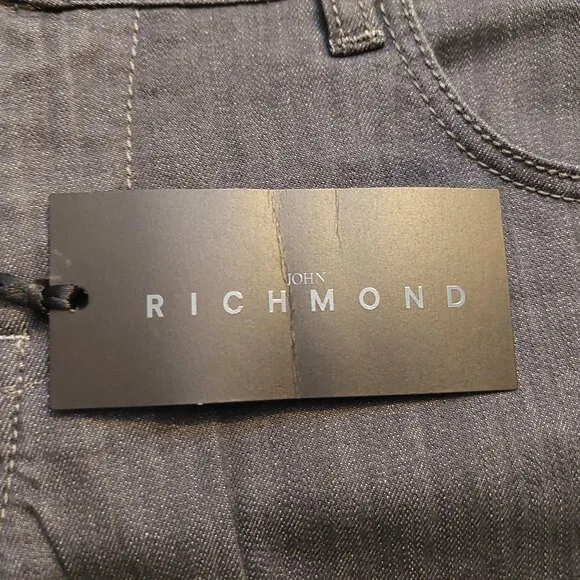John Richmond Dark Gray Denim Shorts Sz 28 NWT