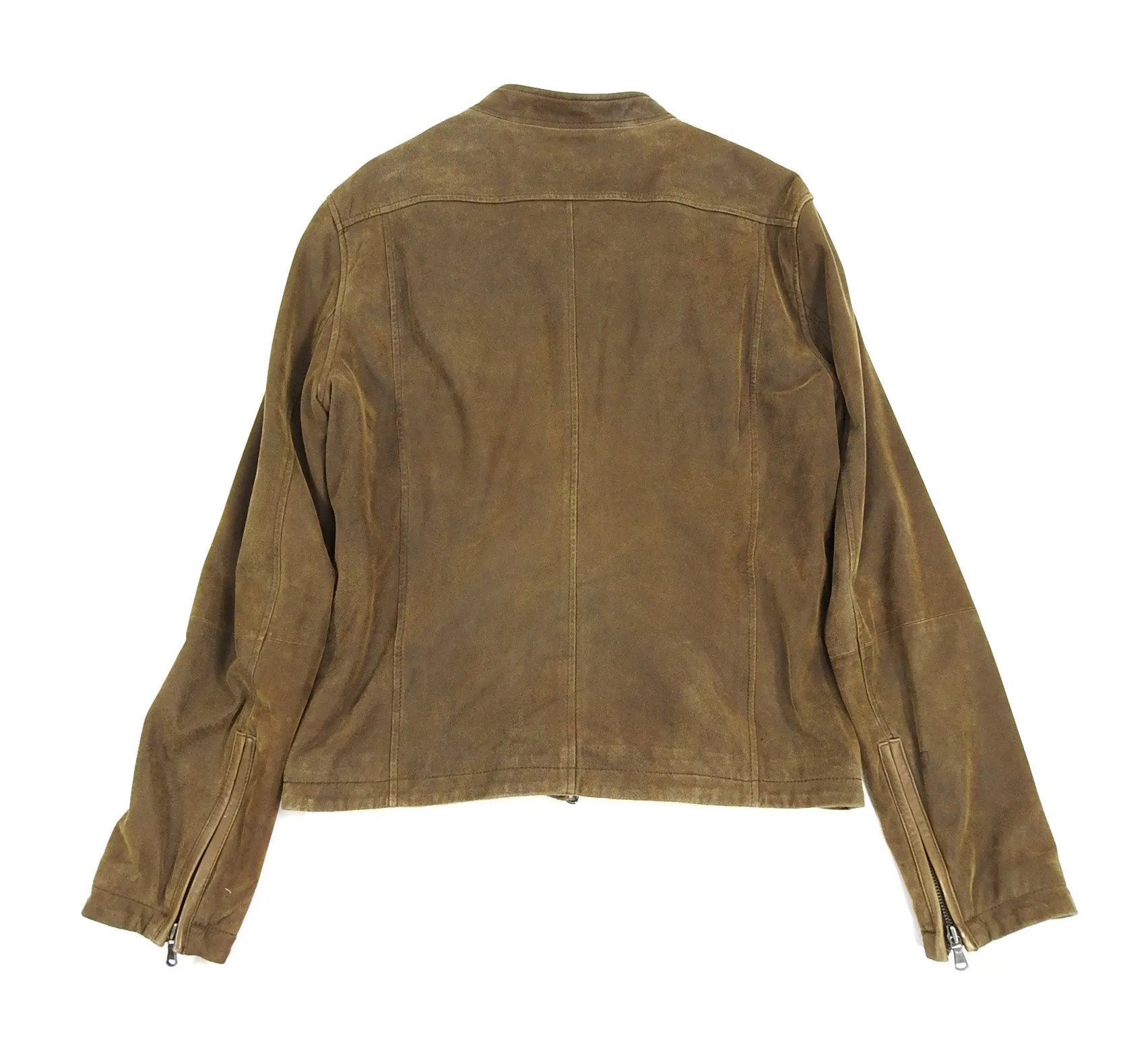 John Varvatos Brown Suede Zip Up Bomber Jacket - M