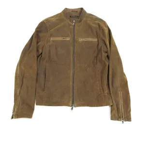 John Varvatos Brown Suede Zip Up Bomber Jacket - M