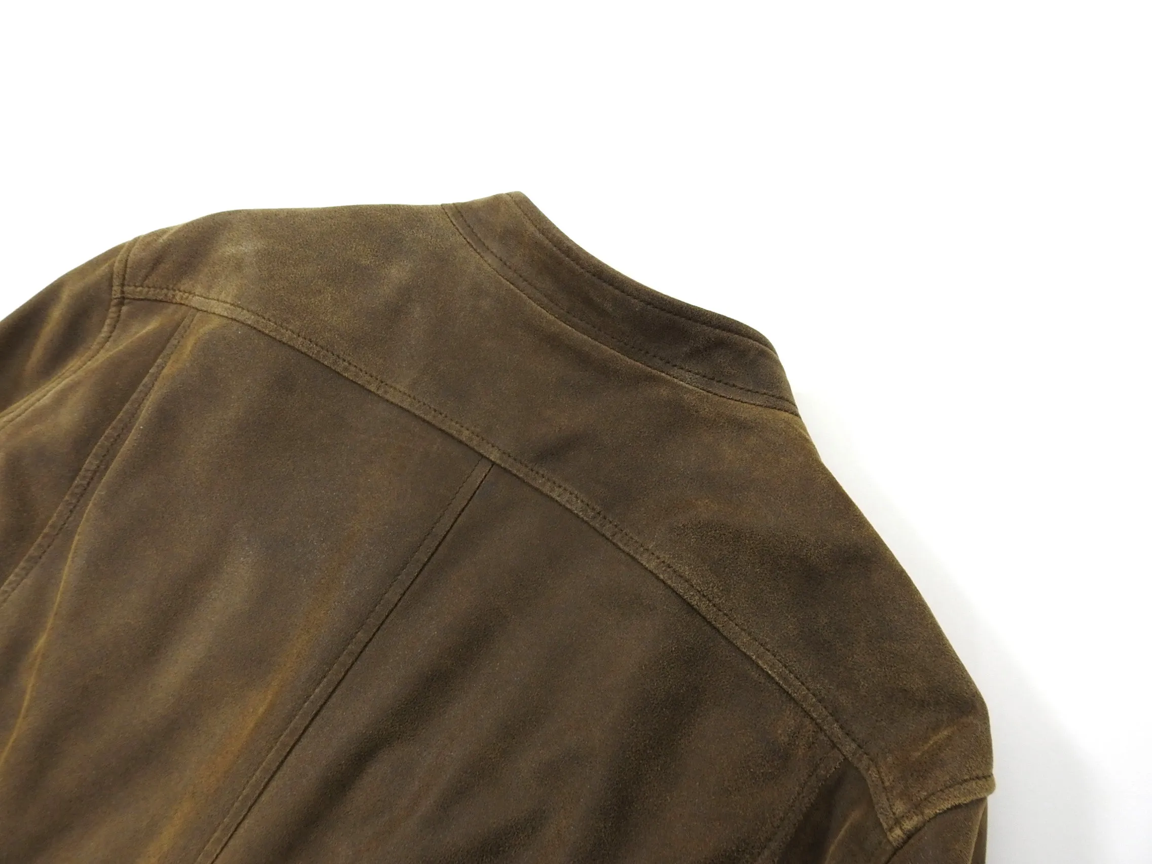 John Varvatos Brown Suede Zip Up Bomber Jacket - M