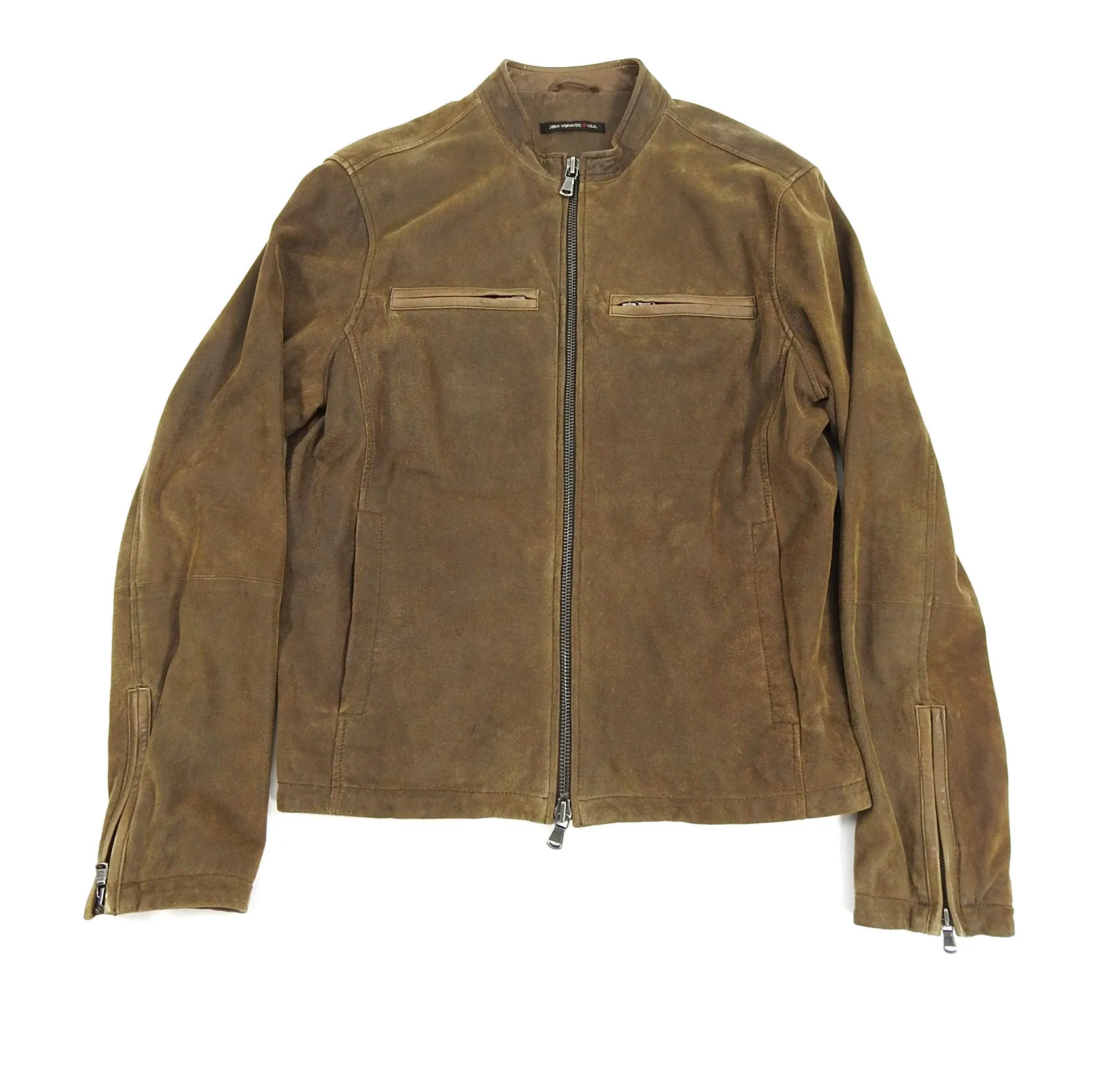 John Varvatos Brown Suede Zip Up Bomber Jacket - M
