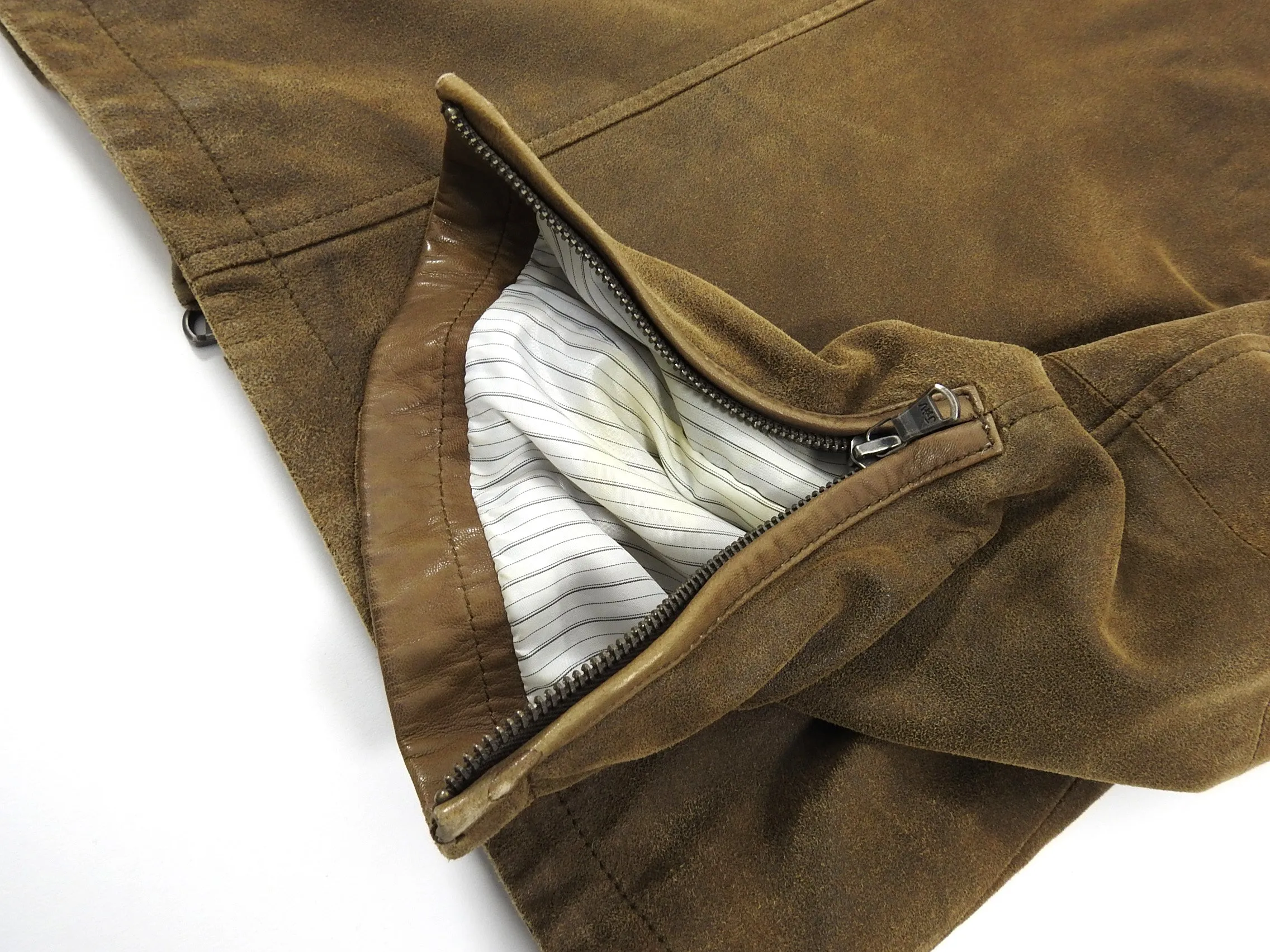 John Varvatos Brown Suede Zip Up Bomber Jacket - M