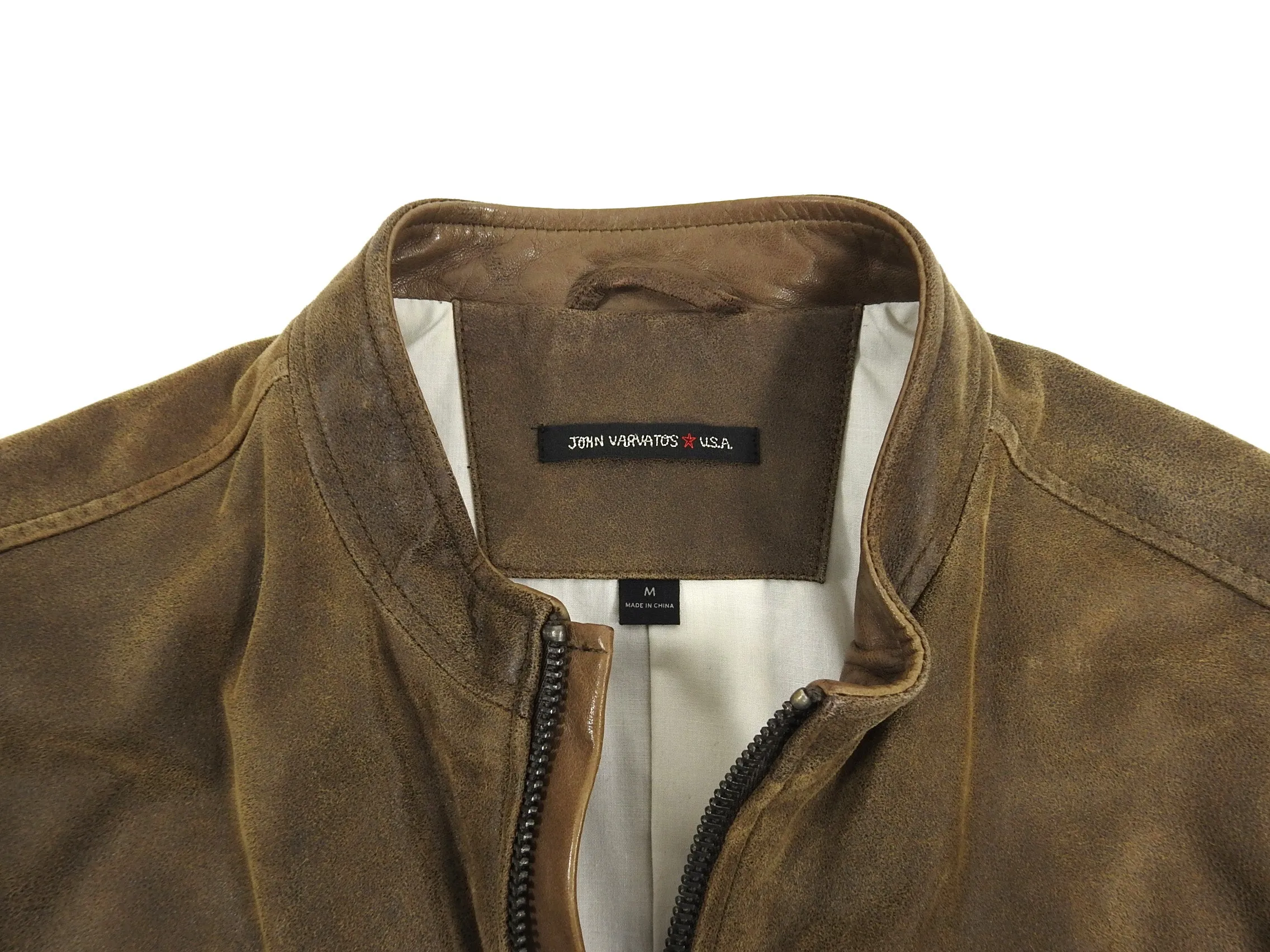 John Varvatos Brown Suede Zip Up Bomber Jacket - M