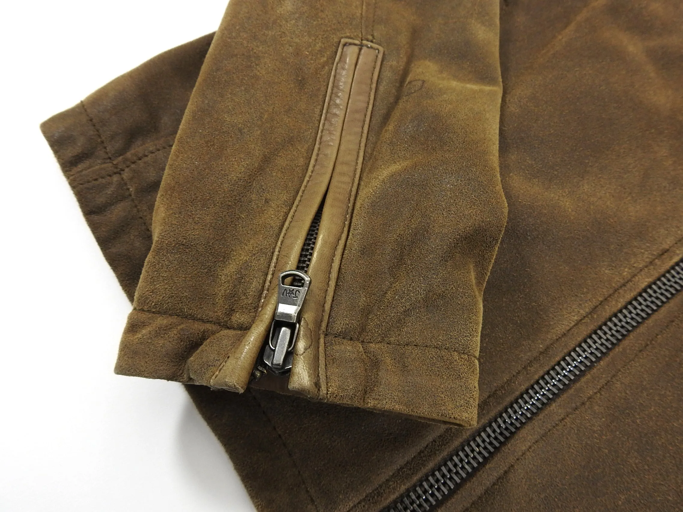 John Varvatos Brown Suede Zip Up Bomber Jacket - M