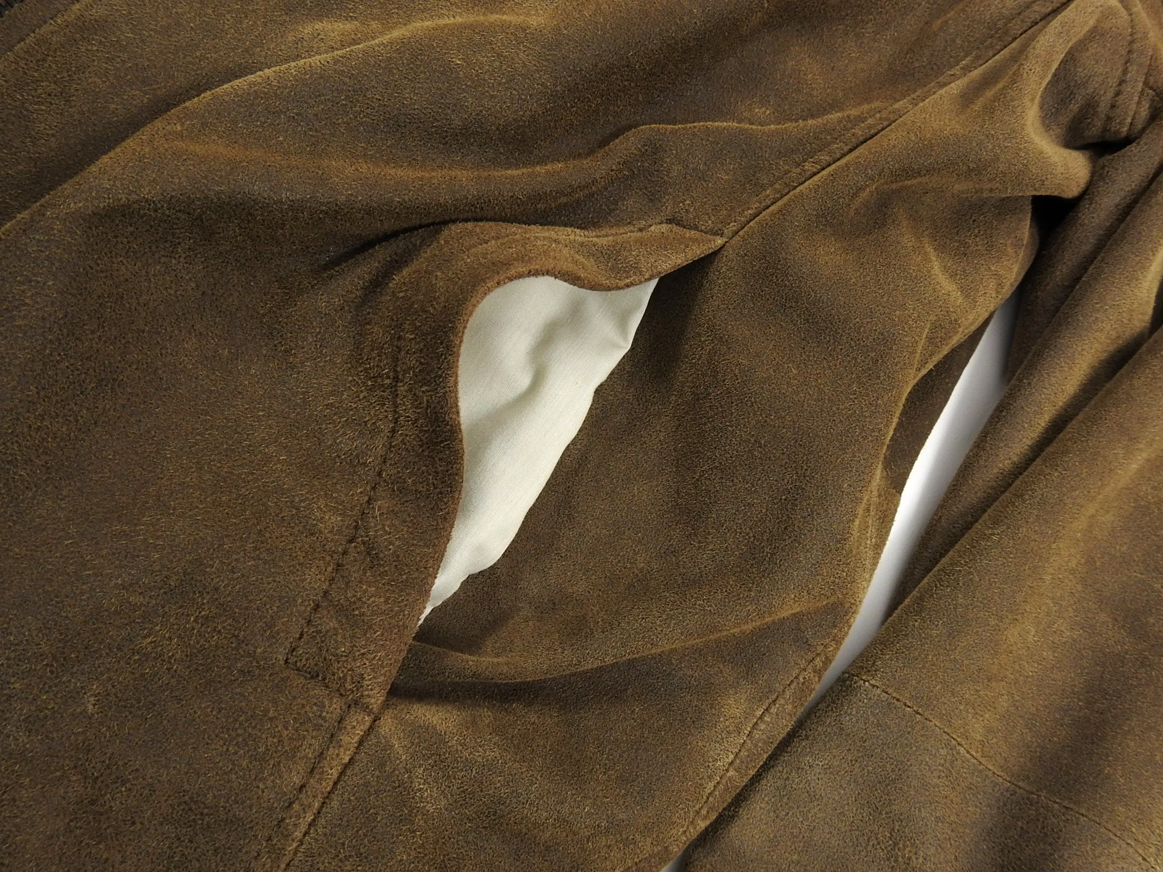 John Varvatos Brown Suede Zip Up Bomber Jacket - M