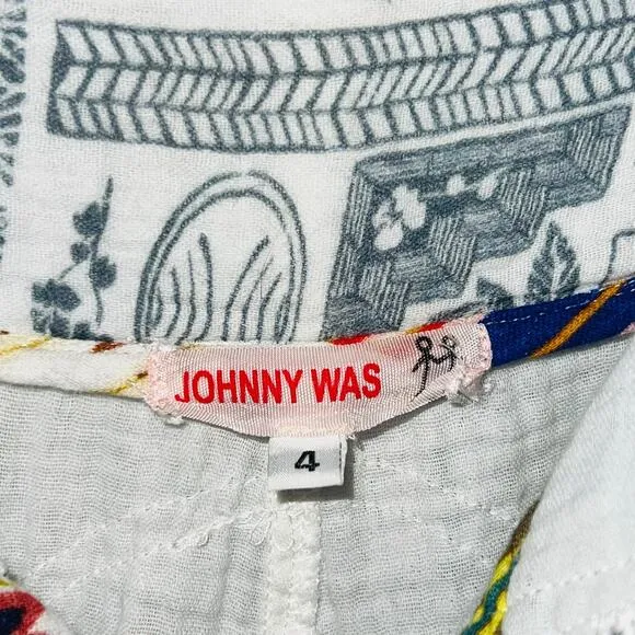Johnny Was Tokyo Patchwork Cotton Gauze Cargo Shorts Size 4 No Belt