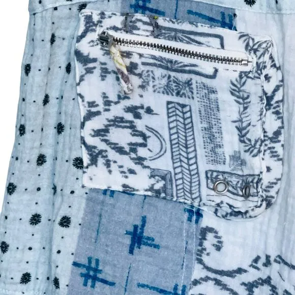 Johnny Was Tokyo Patchwork Cotton Gauze Cargo Shorts Size 4 No Belt