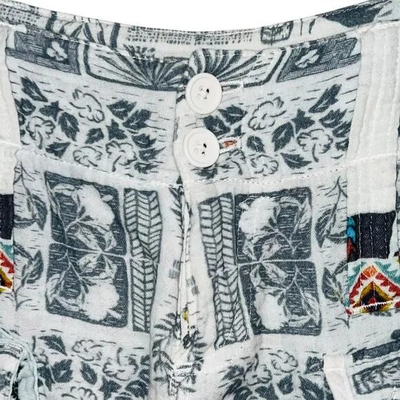 Johnny Was Tokyo Patchwork Cotton Gauze Cargo Shorts Size 4 No Belt