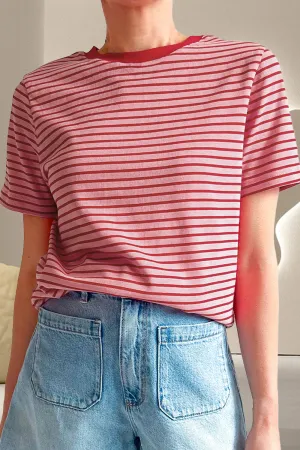 Julianna Striped Round Neck Short Sleeve T-Shirt