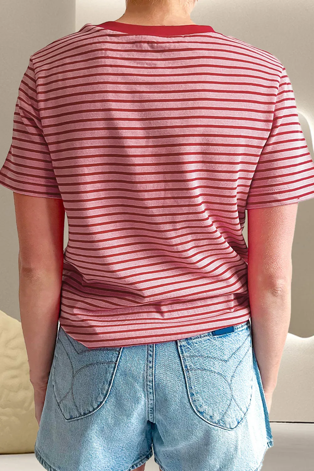 Julianna Striped Round Neck Short Sleeve T-Shirt