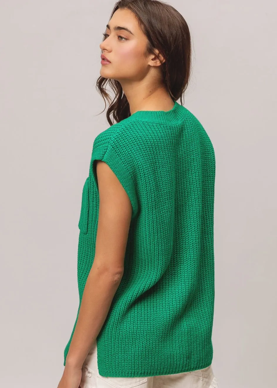 Kelly Green Sleeveless Knit Top