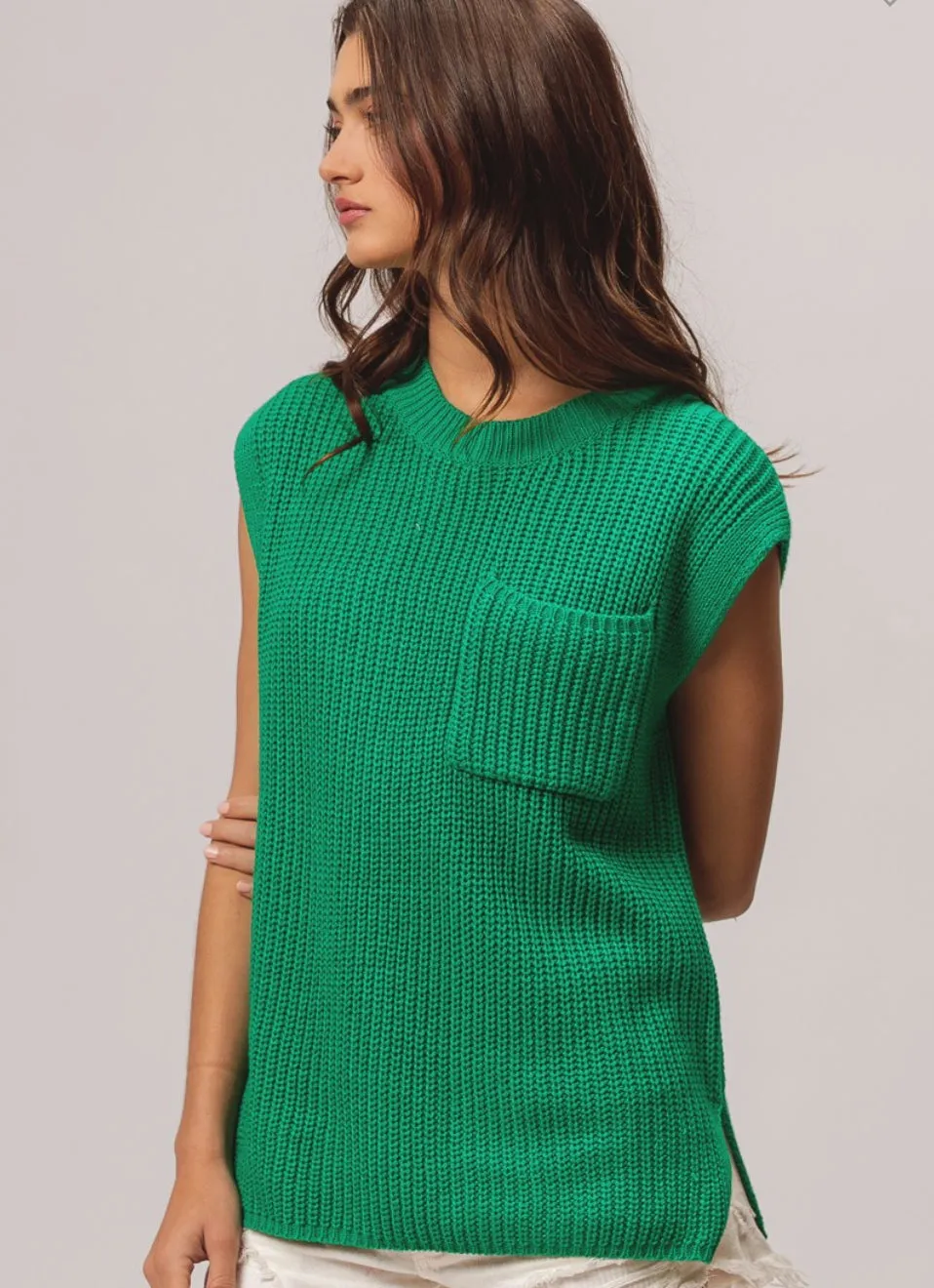 Kelly Green Sleeveless Knit Top