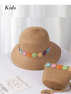Kid's Floral Sun Hat - Khaki