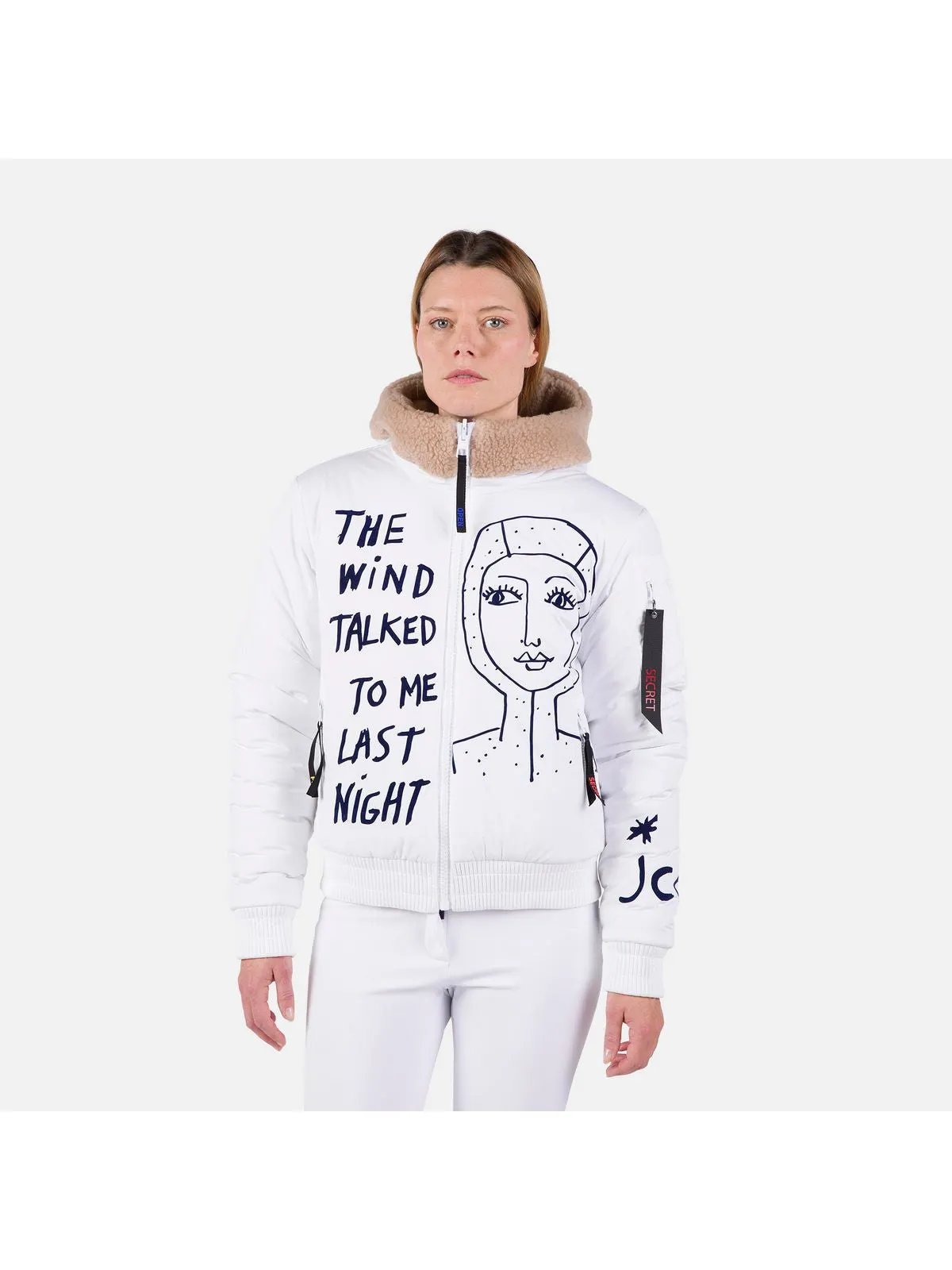 Kurtka narciarska damska Rossignol W Yety Fleecy Bomber Jkt biały