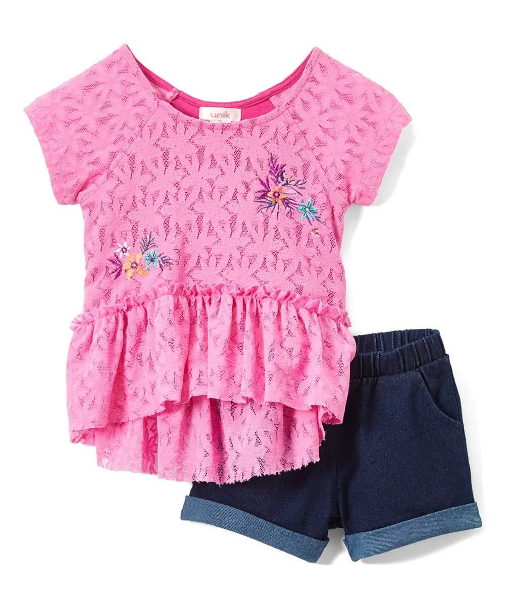 Lace Shirts with Short Set 2-8