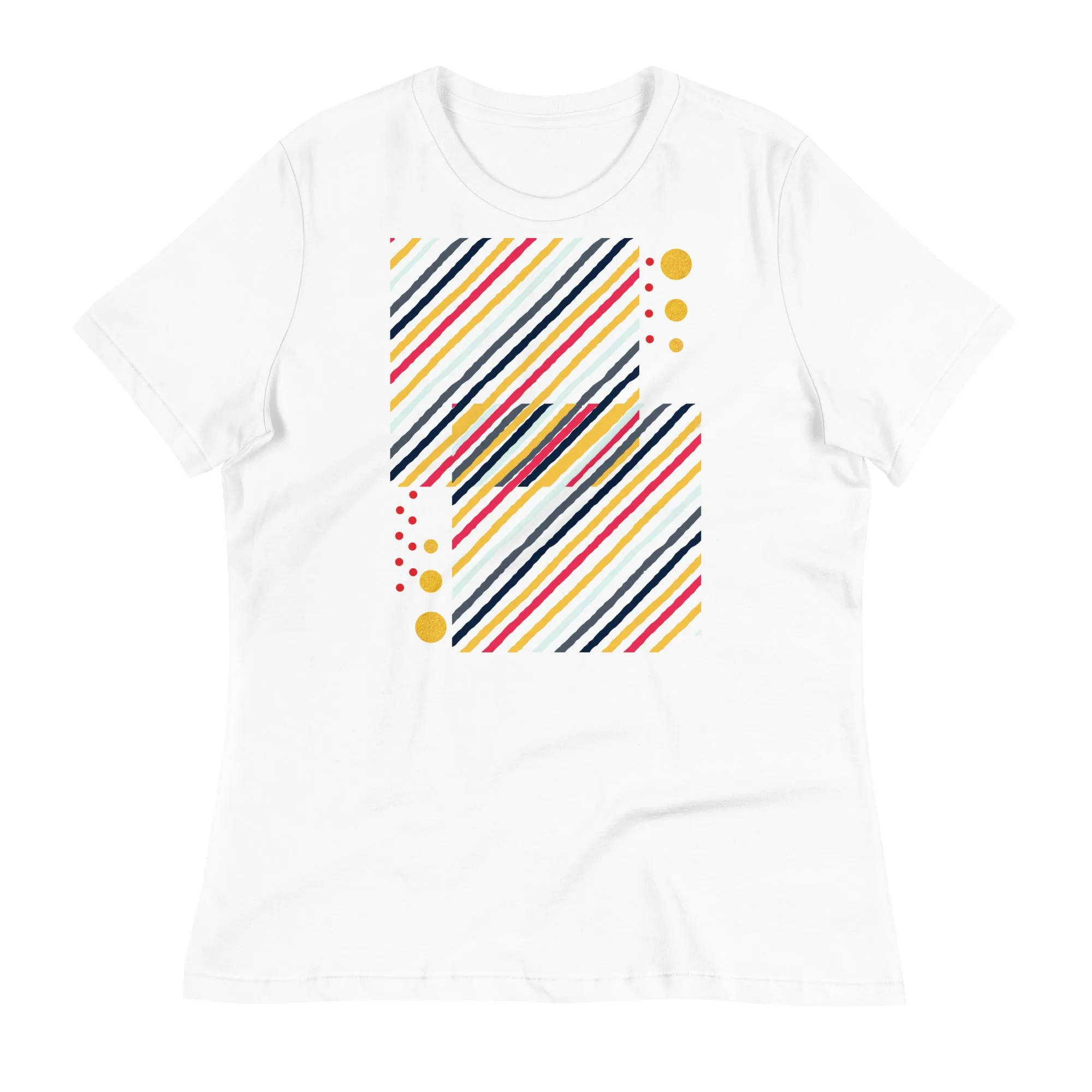 LADY'S T-SHIRT (SS) - Striped Squares