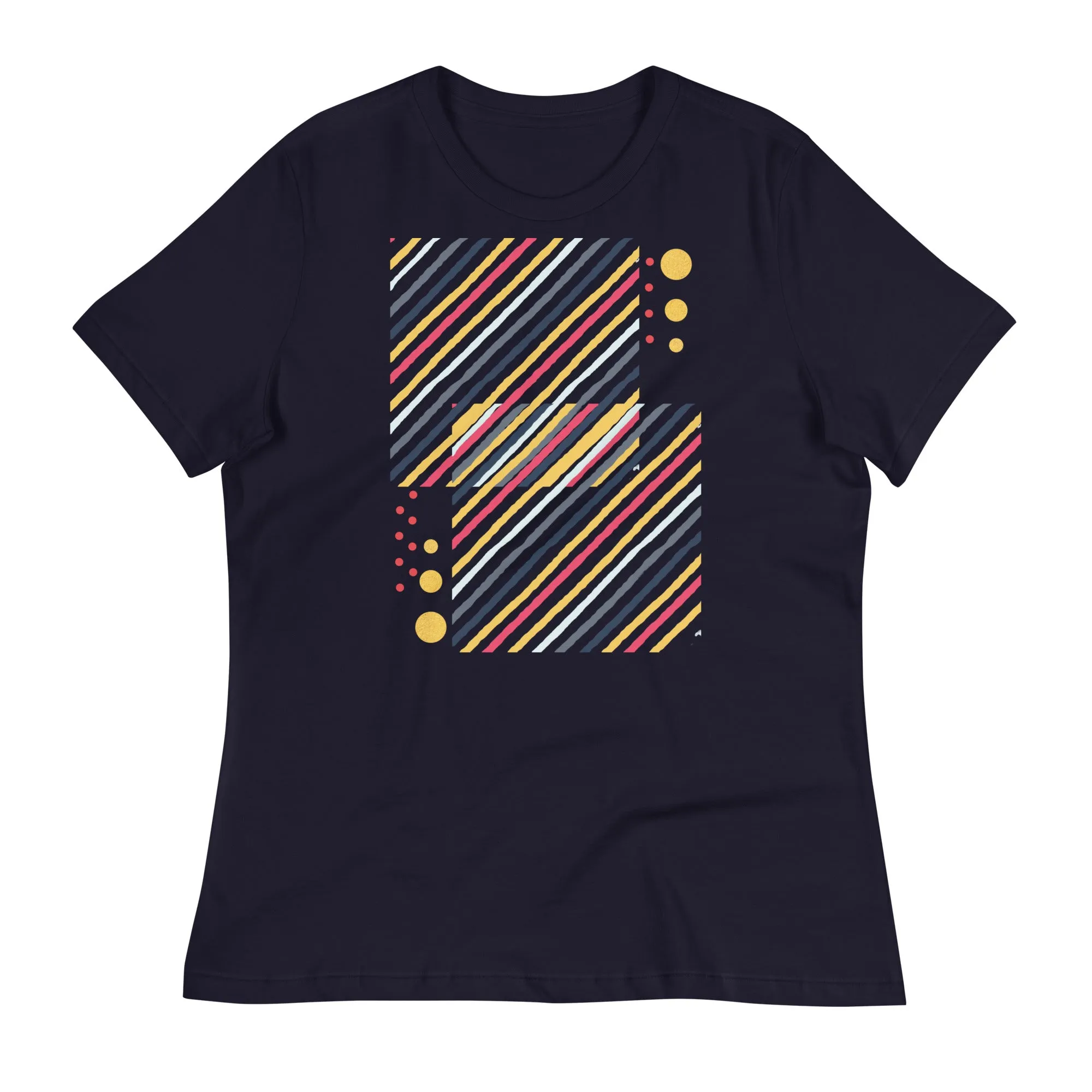 LADY'S T-SHIRT (SS) - Striped Squares