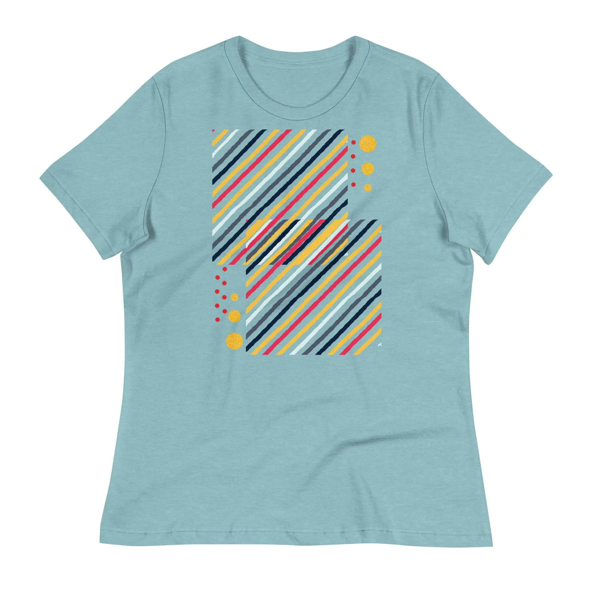 LADY'S T-SHIRT (SS) - Striped Squares