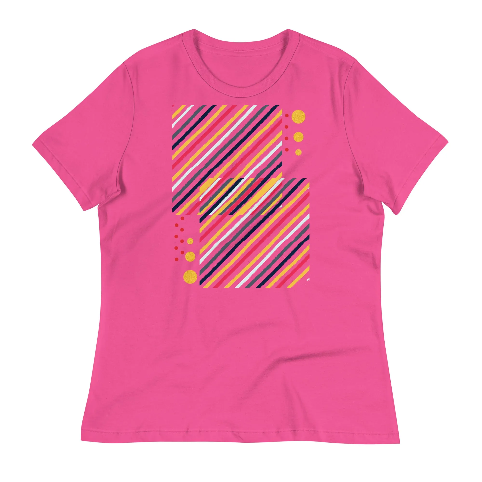 LADY'S T-SHIRT (SS) - Striped Squares