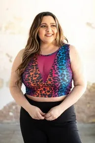 L&B brand multi-color leopard crop top