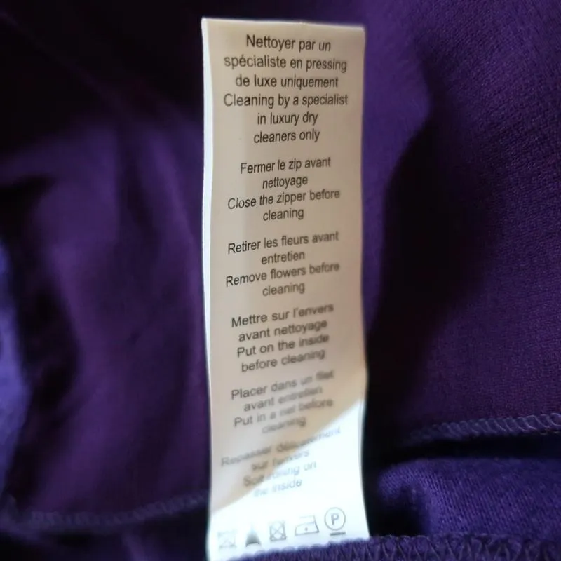 Lanvin Dress Purple Chiffon & Jersey Size Extra Small Short Sleeve Shift
