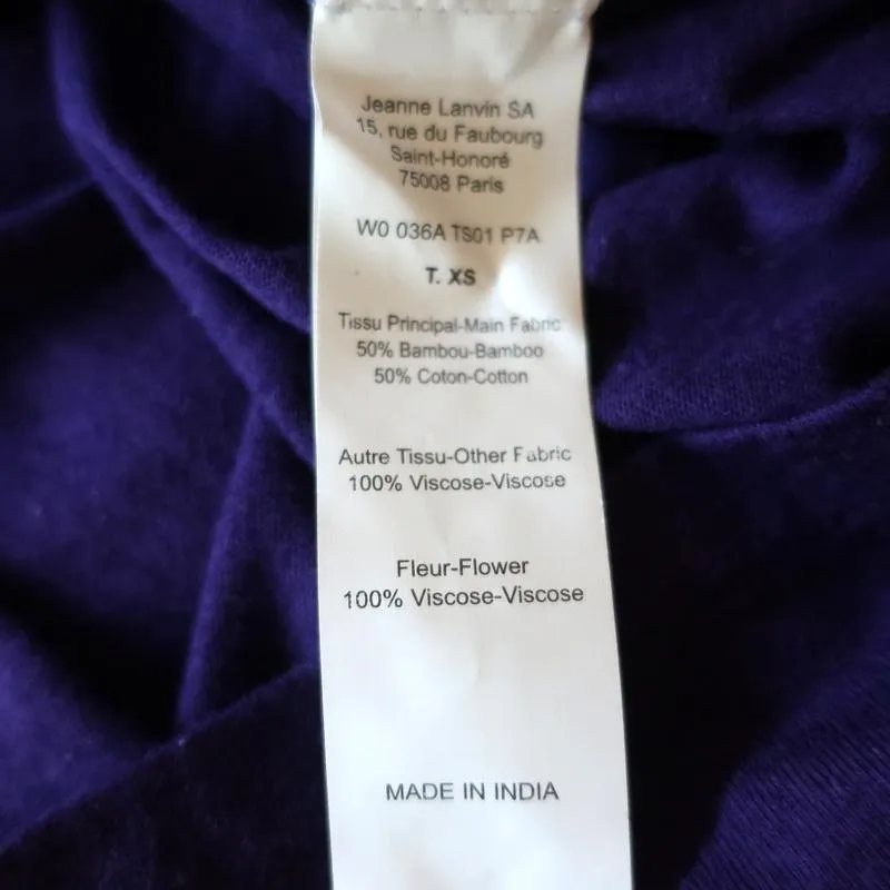 Lanvin Dress Purple Chiffon & Jersey Size Extra Small Short Sleeve Shift