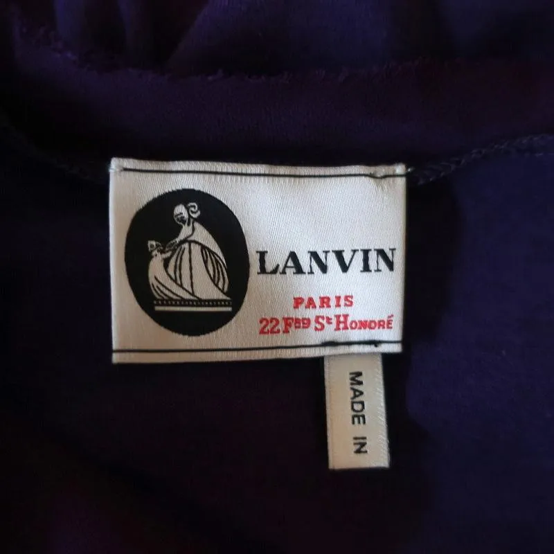 Lanvin Dress Purple Chiffon & Jersey Size Extra Small Short Sleeve Shift