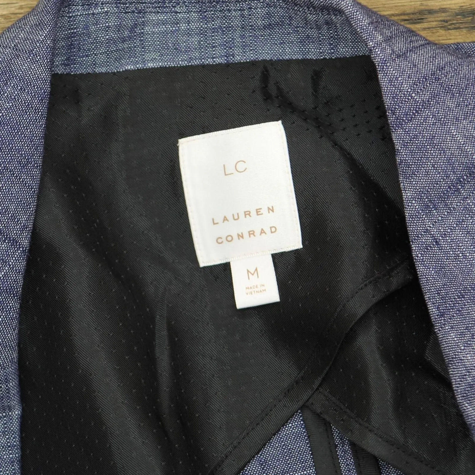 Lauren Conrad Womens Lightweight Ruched Sleeve Blazer Jacket Blue M