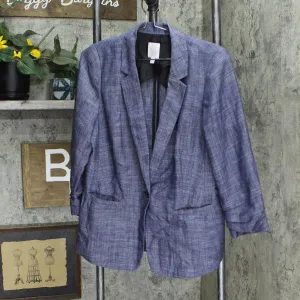 Lauren Conrad Womens Lightweight Ruched Sleeve Blazer Jacket Blue M